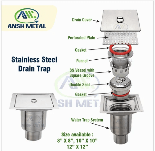 Stainless Steel SS Drain Trap (Cockroach)